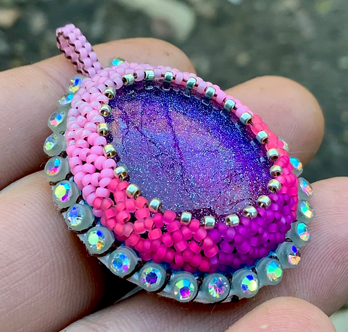 Pink Pank beaded pendant