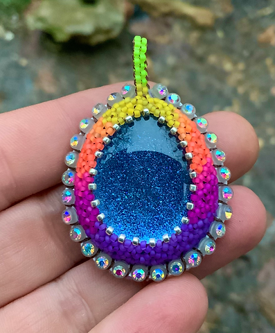 Sunset fade beaded pendant