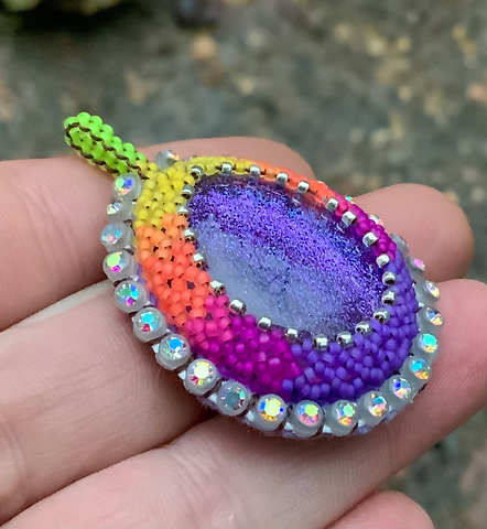 Sunset fade beaded pendant