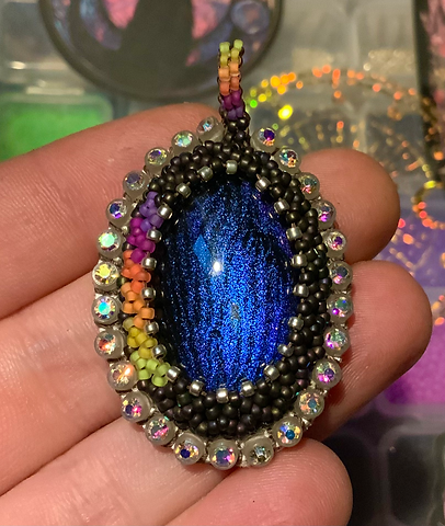 Cobalt blue beaded pendant