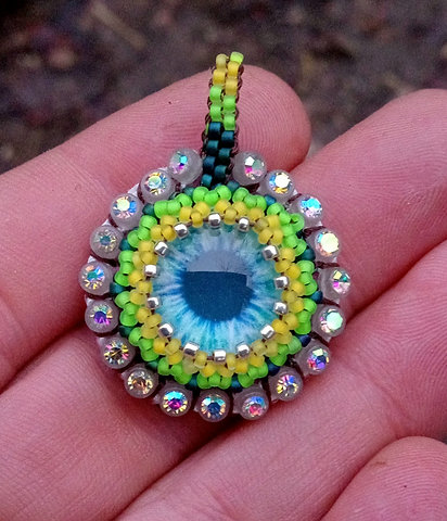 Beaded eyeball pendant