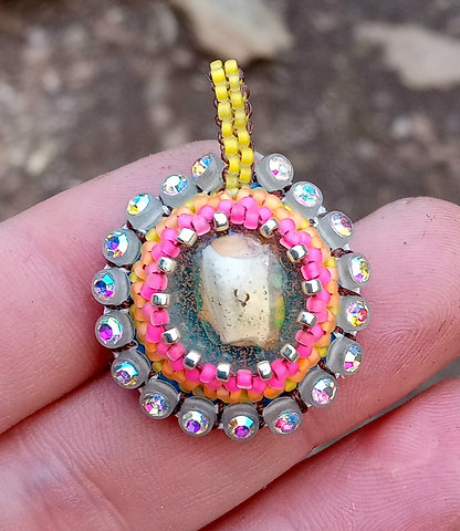 Opal beaded pendant
