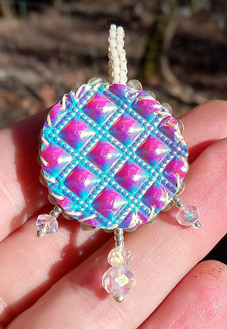 Rainbow dichroic party beaded pendant