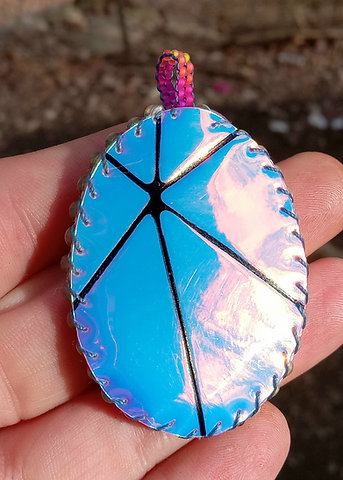 Glow in the dark green onyx beaded pendant