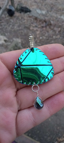 Silver color flip purple rainbow beaded pendant