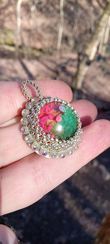 Silver rainbow beaded pendant