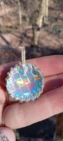 Silver rainbow beaded pendant