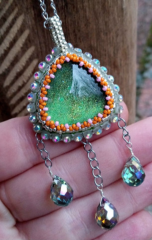 Panky green beaded pendant
