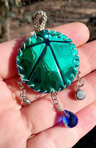 Blurple ice beaded pendant