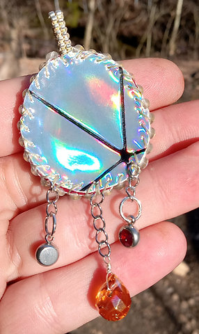 Red fire beaded pendant