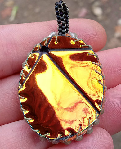 Sparkle lava jellyfish beaded pendant