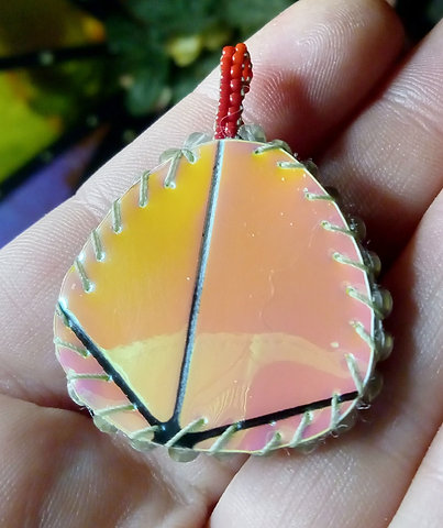Grellow glow in the dark beaded pendant