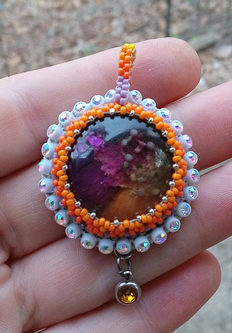 Plourange mushroom blops beaded pendant