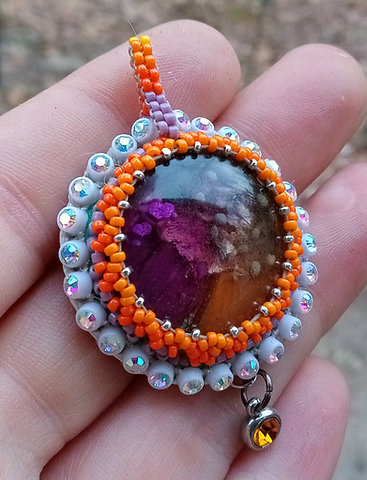 Plourange mushroom blops beaded pendant