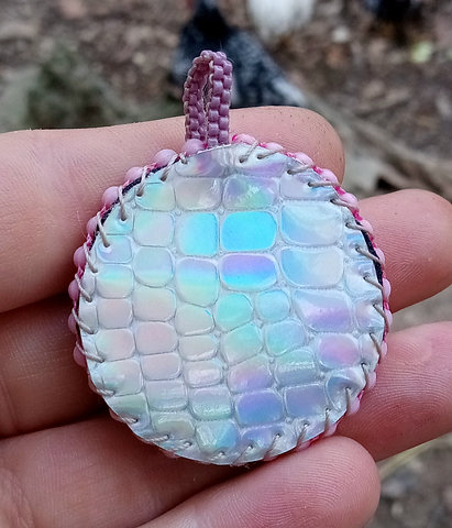 Blurple chrome beaded pendant
