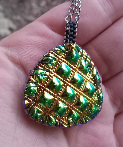 Purple fairytale color flash bead embroidered pendant