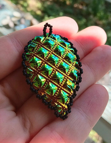 Sparkle star Halloween themed bead embroidered pendant