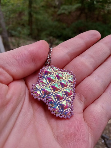 Bead embroidered ghoostie boi pendant