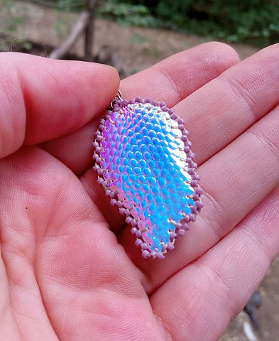 Bead embroidered ghastly boi pendant
