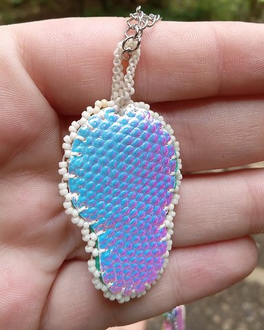 Australian opal doublet bead embroidered pendant