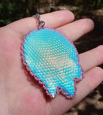 Pastel rainbow labradorite bead embroidered pendant
