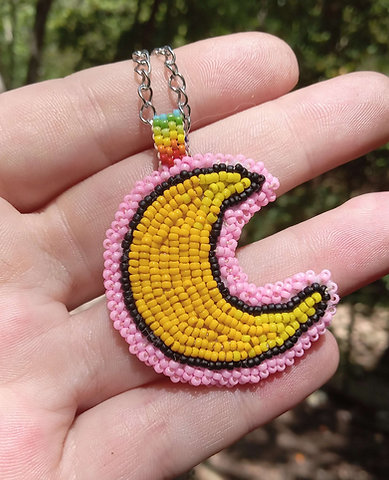 Beaded moon medallion