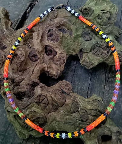 Halloween stripes peyote stitched necklace