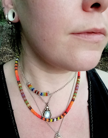 Halloween stripes peyote stitched necklace