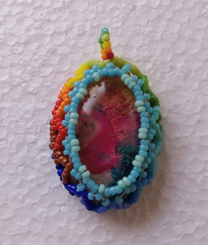Rainbow beaded pendant