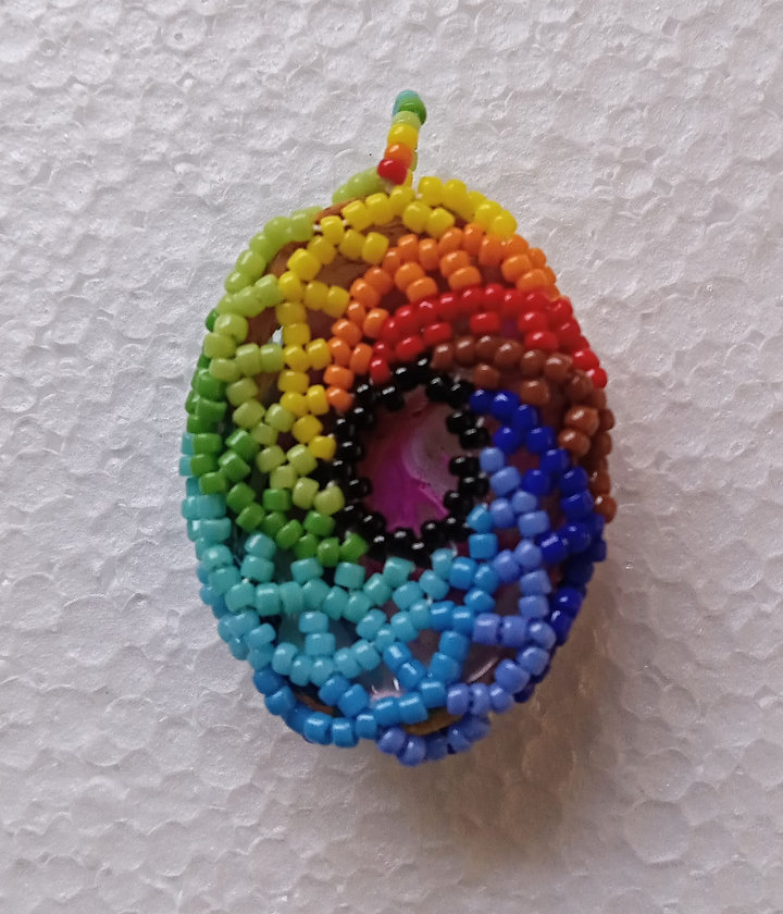 Rainbow beaded pendant