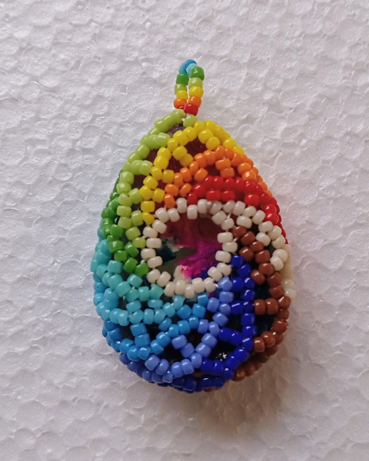 Rainbow and pinks beaded pendant