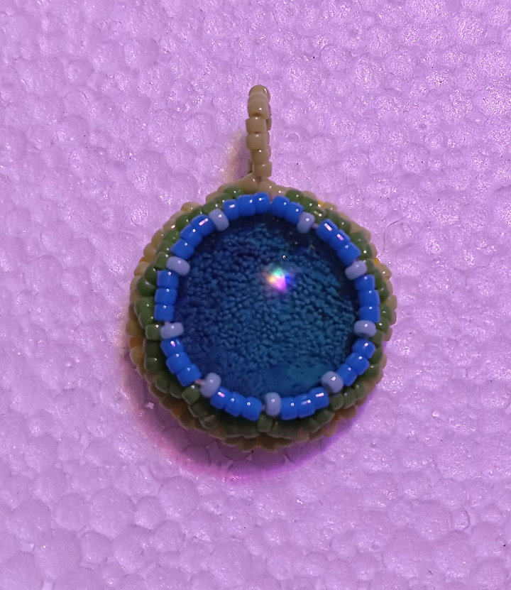 Rainbow blue algae blop beaded pendant