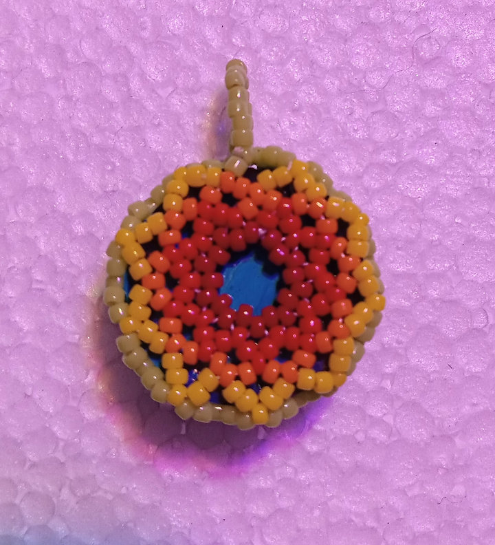 Rainbow blue algae blop beaded pendant