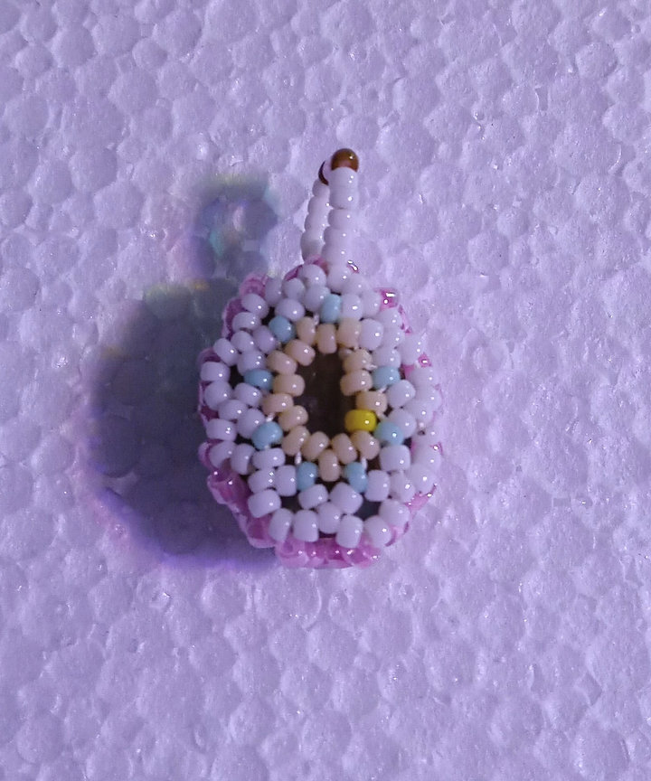 Pink and white labradorite beaded pendant