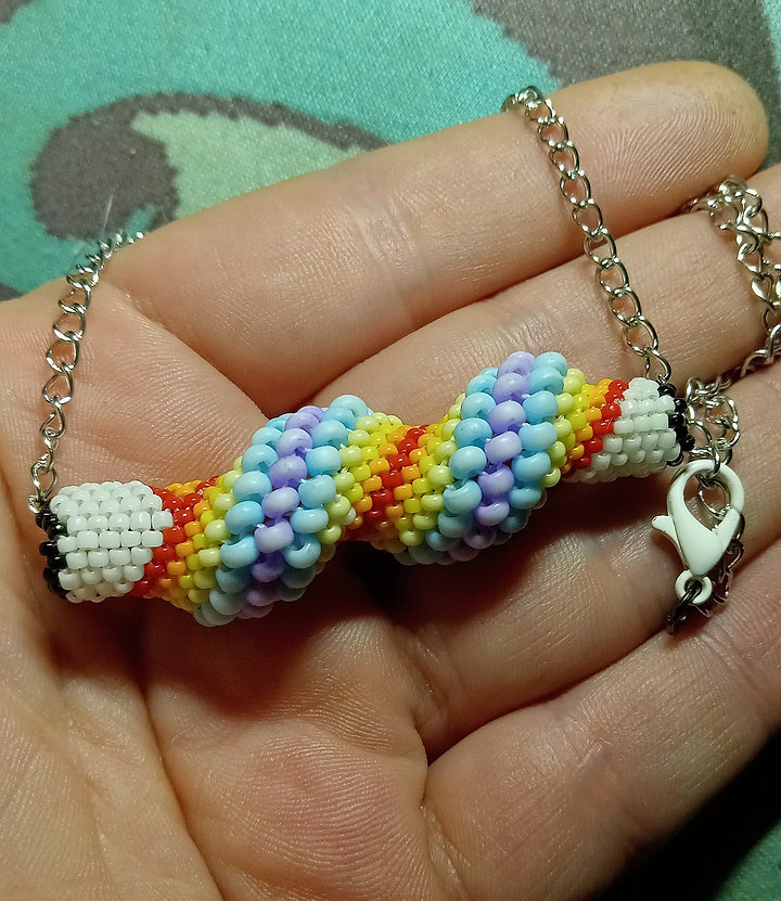 Rainbow cactus twist peyote stitched necklace
