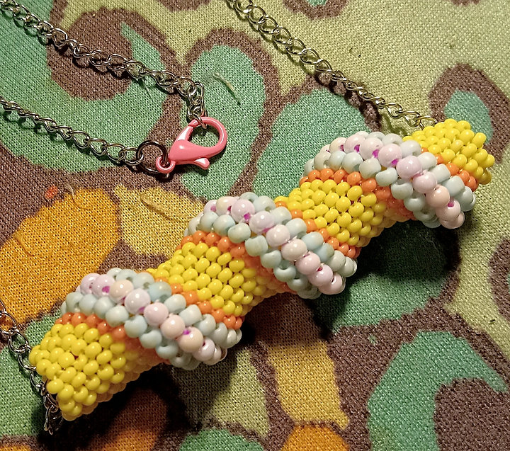 Pastel baby cactus twist peyote stitch necklace