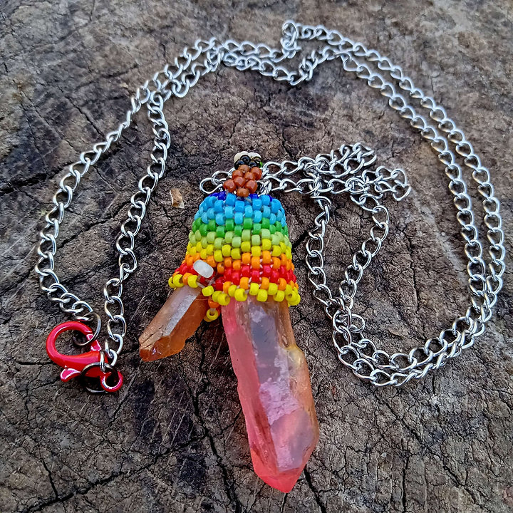 Peyote stitched rainbow twin baby