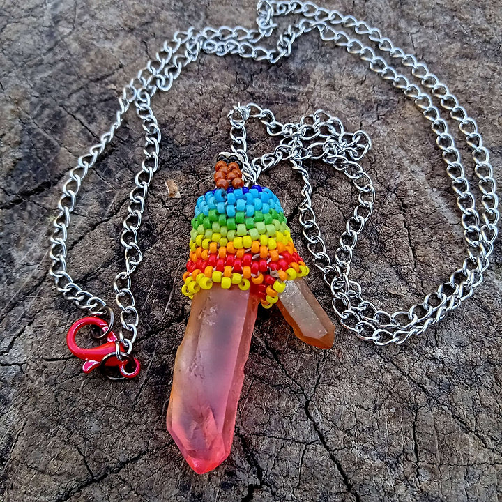 Peyote stitched rainbow twin baby