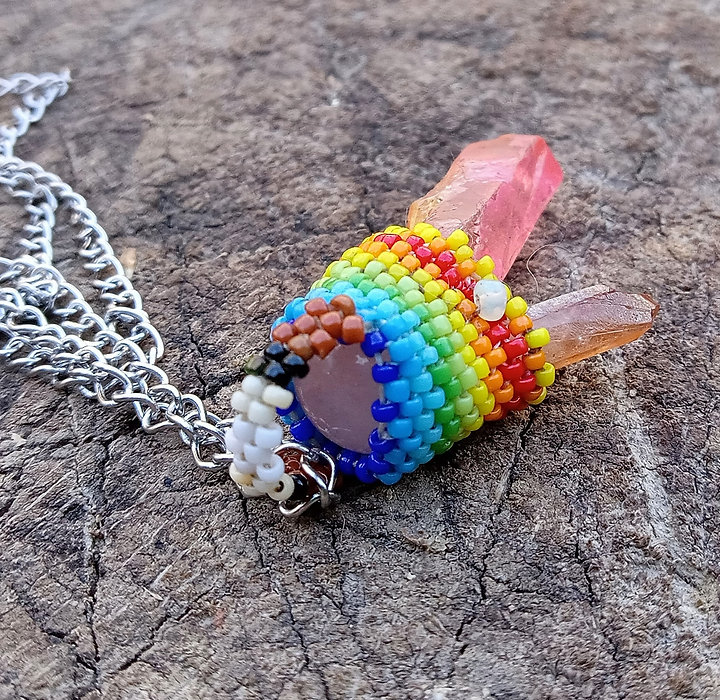 Peyote stitched rainbow twin baby