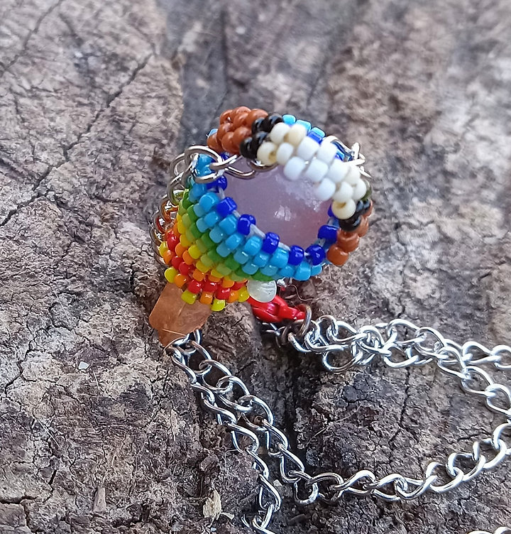 Peyote stitched rainbow twin baby