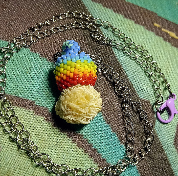 Desert rose selenite peyote stitched pendant