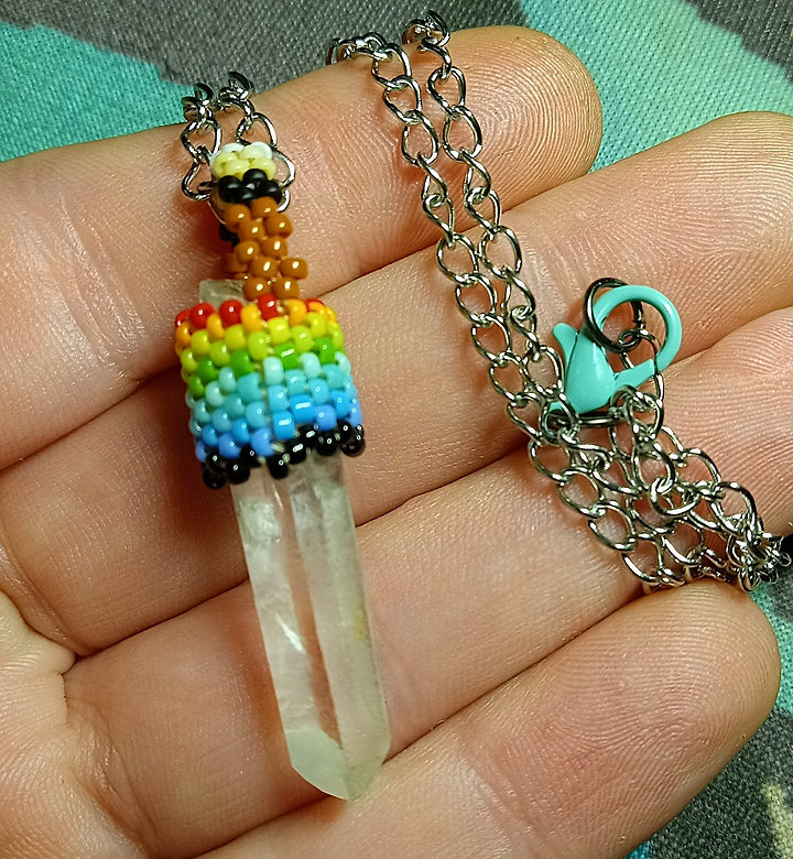 Peyote stitched quartz necklace