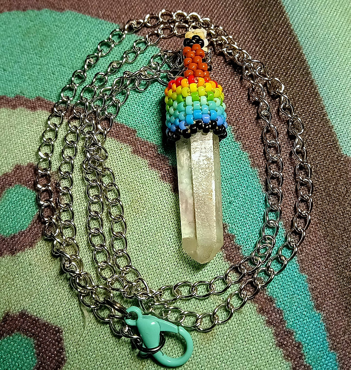 Peyote stitched quartz necklace