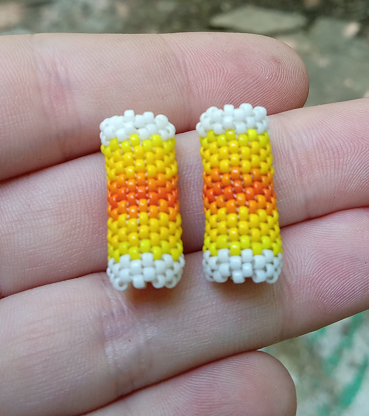 Sunrise peyote stitched hair beads set