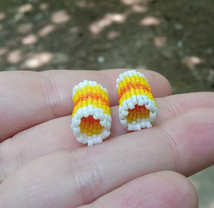 Sunrise peyote stitched hair beads set