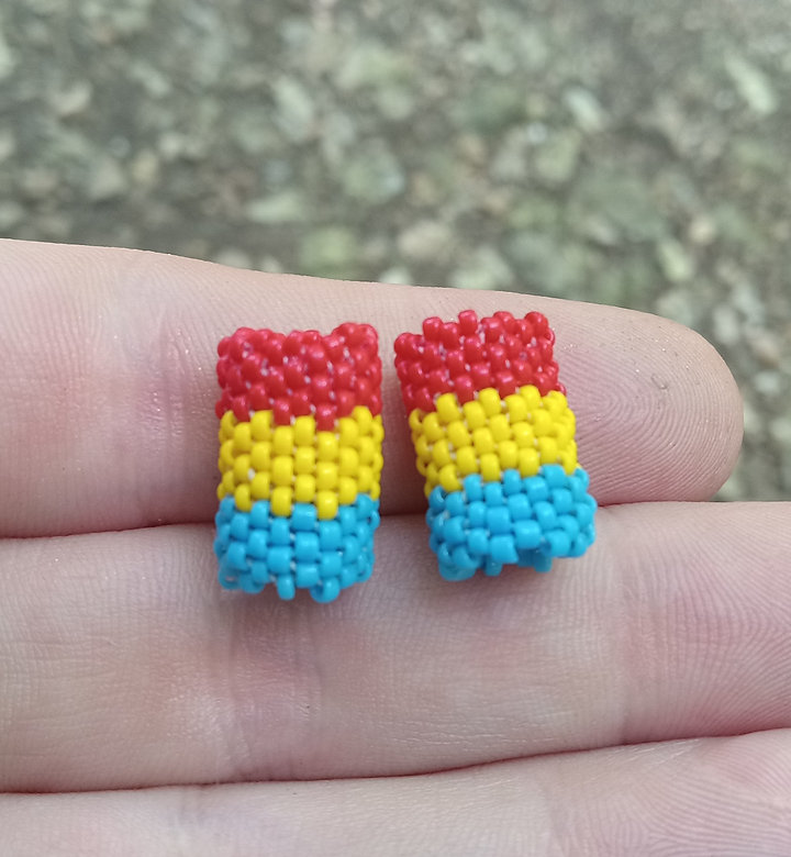 Primary colored peyote stitched hair bead set