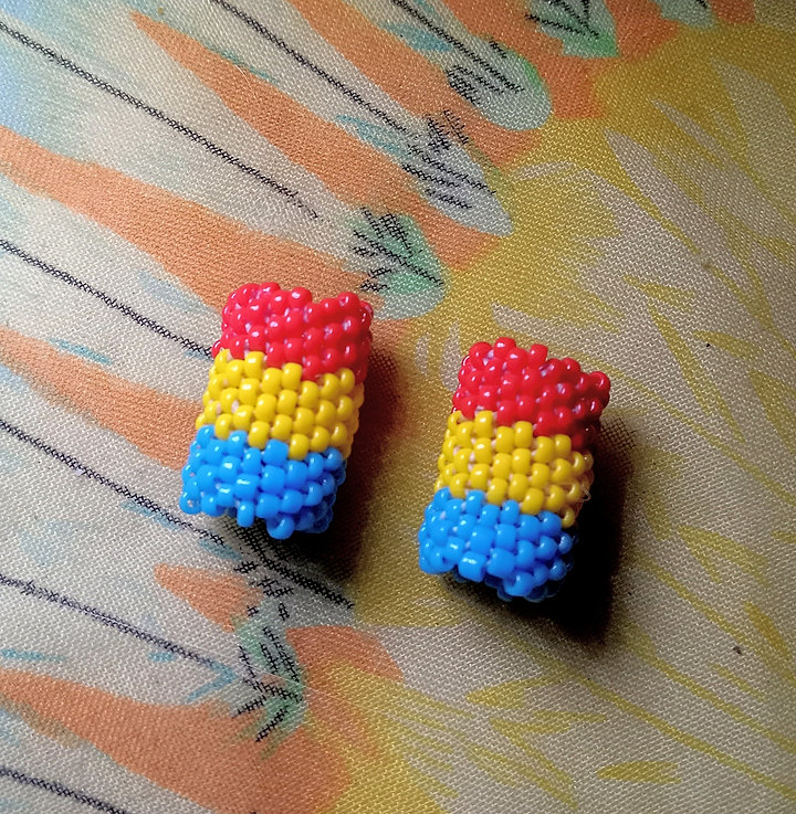 Primary colored peyote stitched hair bead set