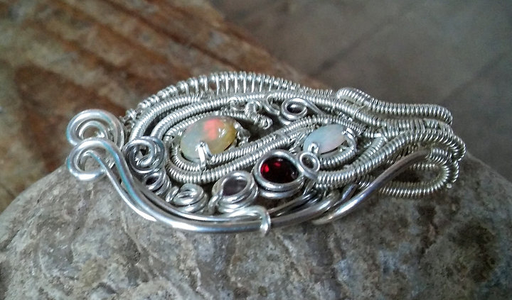 Opal wire wrapped pendant
