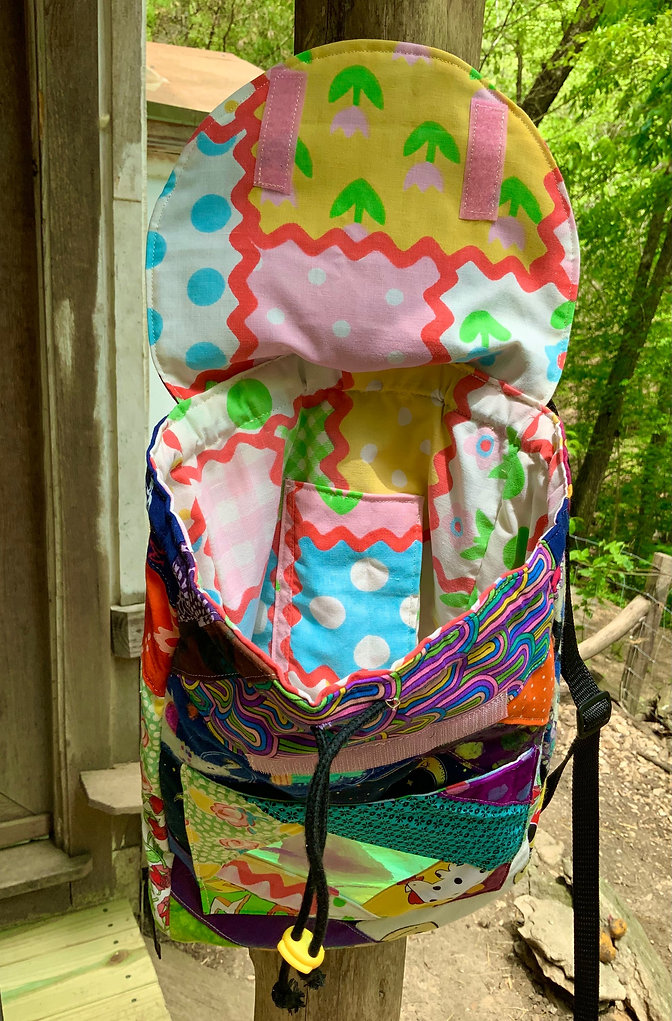 Rainbow iridescent patchwork backpack