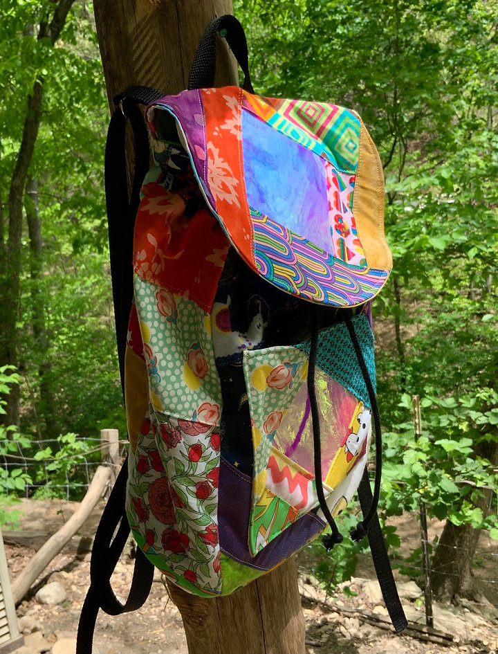 Rainbow iridescent patchwork backpack
